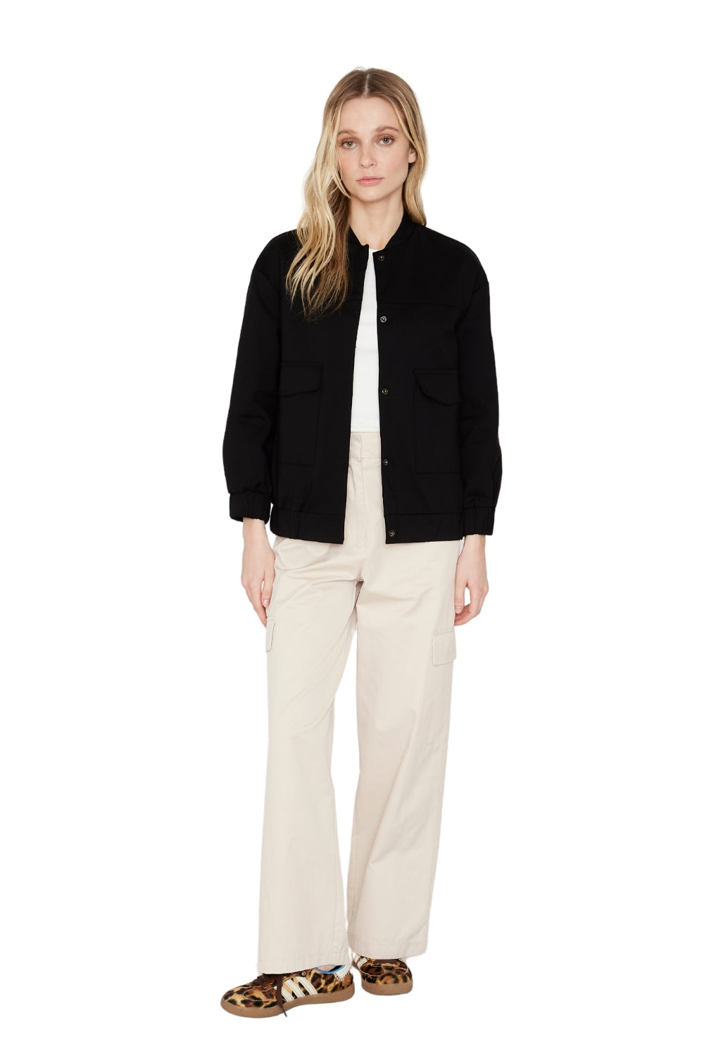 Chaqueta Bomber manga larga negra